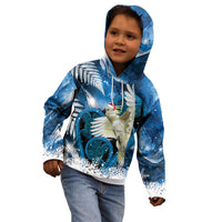 Sulphur-crested Cockatoo New Zealand Christmas In July Kid Hoodie NZ Aroha Koru Fern Marble Vibes