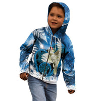 Sulphur-crested Cockatoo New Zealand Christmas In July Kid Hoodie NZ Aroha Koru Fern Marble Vibes