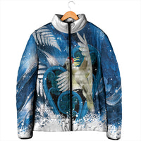 Sulphur-crested Cockatoo New Zealand Christmas In July Padded Jacket NZ Aroha Koru Fern Marble Vibes