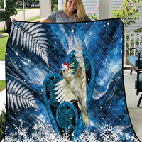 Sulphur-crested Cockatoo New Zealand Christmas In July Quilt NZ Aroha Koru Fern Marble Vibes