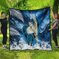Sulphur-crested Cockatoo New Zealand Christmas In July Quilt NZ Aroha Koru Fern Marble Vibes