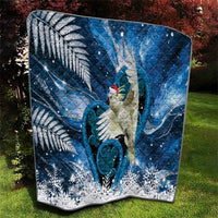 Sulphur-crested Cockatoo New Zealand Christmas In July Quilt NZ Aroha Koru Fern Marble Vibes