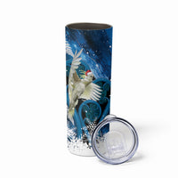 Sulphur-crested Cockatoo New Zealand Christmas In July Skinny Tumbler NZ Aroha Koru Fern Marble Vibes