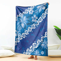 Vintage Blue Polynesia Blanket Plumeria With Hibiscus Tropical Vibes LT14 - Polynesian Pride