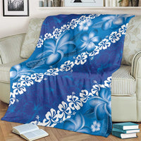 Vintage Blue Polynesia Blanket Plumeria With Hibiscus Tropical Vibes LT14 - Polynesian Pride