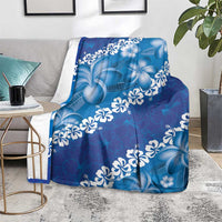 Vintage Blue Polynesia Blanket Plumeria With Hibiscus Tropical Vibes LT14 - Polynesian Pride
