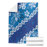 Vintage Blue Polynesia Blanket Plumeria With Hibiscus Tropical Vibes LT14 - Polynesian Pride