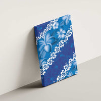 Vintage Blue Polynesia Canvas Wall Art Plumeria With Hibiscus Tropical Vibes LT14 - Polynesian Pride