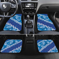 Vintage Blue Polynesia Car Mats Plumeria With Hibiscus Tropical Vibes LT14 Set 4pcs Blue - Polynesian Pride