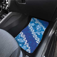 Vintage Blue Polynesia Car Mats Plumeria With Hibiscus Tropical Vibes LT14 - Polynesian Pride