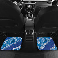 Vintage Blue Polynesia Car Mats Plumeria With Hibiscus Tropical Vibes LT14 Set 2pcs - Back Blue - Polynesian Pride
