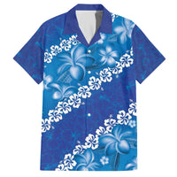 Vintage Blue Polynesia Family Matching Puletasi and Hawaiian Shirt Plumeria With Hibiscus Tropical Vibes