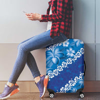 Vintage Blue Polynesia Luggage Cover Plumeria With Hibiscus Tropical Vibes