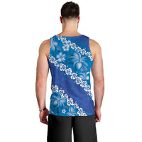 Vintage Blue Polynesia Men Tank Top Plumeria With Hibiscus Tropical Vibes LT14 - Polynesian Pride