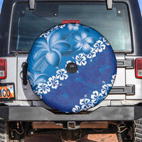 Vintage Blue Polynesia Spare Tire Cover Plumeria With Hibiscus Tropical Vibes LT14 Blue - Polynesian Pride