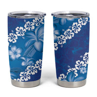Vintage Blue Polynesia Tumbler Cup Plumeria With Hibiscus Tropical Vibes LT14 Blue - Polynesian Pride