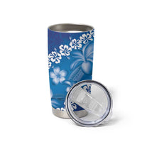 Vintage Blue Polynesia Tumbler Cup Plumeria With Hibiscus Tropical Vibes LT14 - Polynesian Pride