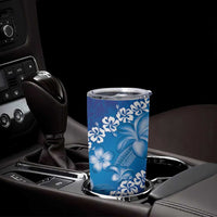 Vintage Blue Polynesia Tumbler Cup Plumeria With Hibiscus Tropical Vibes LT14 - Polynesian Pride