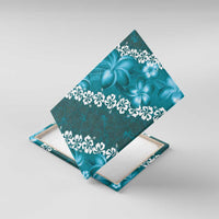Vintage Dark Cyan Polynesia Canvas Wall Art Plumeria With Hibiscus Tropical Vibes LT14 With Frame Dark Cyan - Polynesian Pride