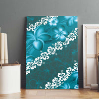 Vintage Dark Cyan Polynesia Canvas Wall Art Plumeria With Hibiscus Tropical Vibes LT14 - Polynesian Pride