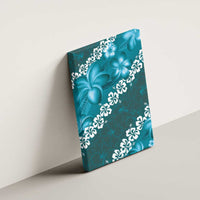 Vintage Dark Cyan Polynesia Canvas Wall Art Plumeria With Hibiscus Tropical Vibes LT14 - Polynesian Pride