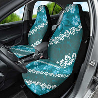 Vintage Dark Cyan Polynesia Car Seat Cover Plumeria With Hibiscus Tropical Vibes