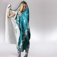 Vintage Dark Cyan Polynesia Hooded Blanket Plumeria With Hibiscus Tropical Vibes LT14 - Polynesian Pride