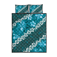 Vintage Dark Cyan Polynesia Quilt Bed Set Plumeria With Hibiscus Tropical Vibes LT14 - Polynesian Pride