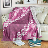 Vintage Pink Polynesia Blanket Plumeria With Hibiscus Tropical Vibes LT14 Pink - Polynesian Pride