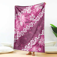 Vintage Pink Polynesia Blanket Plumeria With Hibiscus Tropical Vibes LT14 - Polynesian Pride