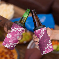 Vintage Pink Polynesia 4 in 1 Can Cooler Tumbler Plumeria With Hibiscus Tropical Vibes