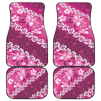 Vintage Pink Polynesia Car Mats Plumeria With Hibiscus Tropical Vibes LT14 - Polynesian Pride
