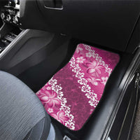 Vintage Pink Polynesia Car Mats Plumeria With Hibiscus Tropical Vibes LT14 - Polynesian Pride