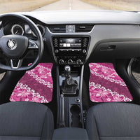 Vintage Pink Polynesia Car Mats Plumeria With Hibiscus Tropical Vibes LT14 Set 2pcs - Front Pink - Polynesian Pride