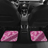 Vintage Pink Polynesia Car Mats Plumeria With Hibiscus Tropical Vibes LT14 Set 2pcs - Back Pink - Polynesian Pride