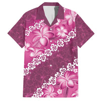 Vintage Pink Polynesia Family Matching Off Shoulder Maxi Dress and Hawaiian Shirt Plumeria With Hibiscus Tropical Vibes