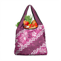 Vintage Pink Polynesia Grocery Bag Plumeria With Hibiscus Tropical Vibes LT14 1-pack One Size Pink - Polynesian Pride