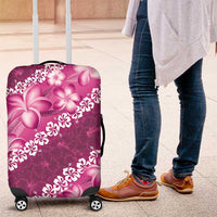 Vintage Pink Polynesia Luggage Cover Plumeria With Hibiscus Tropical Vibes