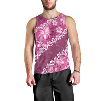 Vintage Pink Polynesia Men Tank Top Plumeria With Hibiscus Tropical Vibes LT14 - Polynesian Pride