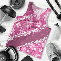Vintage Pink Polynesia Men Tank Top Plumeria With Hibiscus Tropical Vibes LT14 - Polynesian Pride