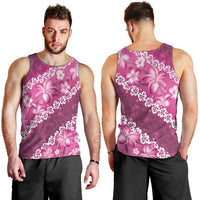 Vintage Pink Polynesia Men Tank Top Plumeria With Hibiscus Tropical Vibes LT14 - Polynesian Pride