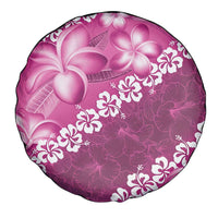 Vintage Pink Polynesia Spare Tire Cover Plumeria With Hibiscus Tropical Vibes LT14 - Polynesian Pride