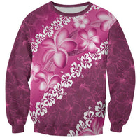 Vintage Pink Polynesia Sweatshirt Plumeria With Hibiscus Tropical Vibes LT14 Unisex Pink - Polynesian Pride