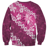 Vintage Pink Polynesia Sweatshirt Plumeria With Hibiscus Tropical Vibes LT14 - Polynesian Pride