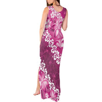 Vintage Pink Polynesia Tank Maxi Dress Plumeria With Hibiscus Tropical Vibes LT14 - Polynesian Pride