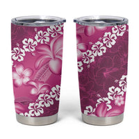 Vintage Pink Polynesia Tumbler Cup Plumeria With Hibiscus Tropical Vibes LT14 Pink - Polynesian Pride