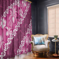 Vintage Pink Polynesia Window Curtain Plumeria With Hibiscus Tropical Vibes LT14 - Polynesian Pride