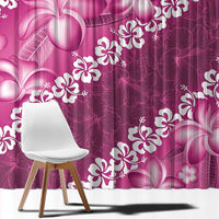 Vintage Pink Polynesia Window Curtain Plumeria With Hibiscus Tropical Vibes LT14 - Polynesian Pride