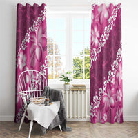 Vintage Pink Polynesia Window Curtain Plumeria With Hibiscus Tropical Vibes LT14 - Polynesian Pride