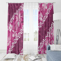Vintage Pink Polynesia Window Curtain Plumeria With Hibiscus Tropical Vibes LT14 - Polynesian Pride